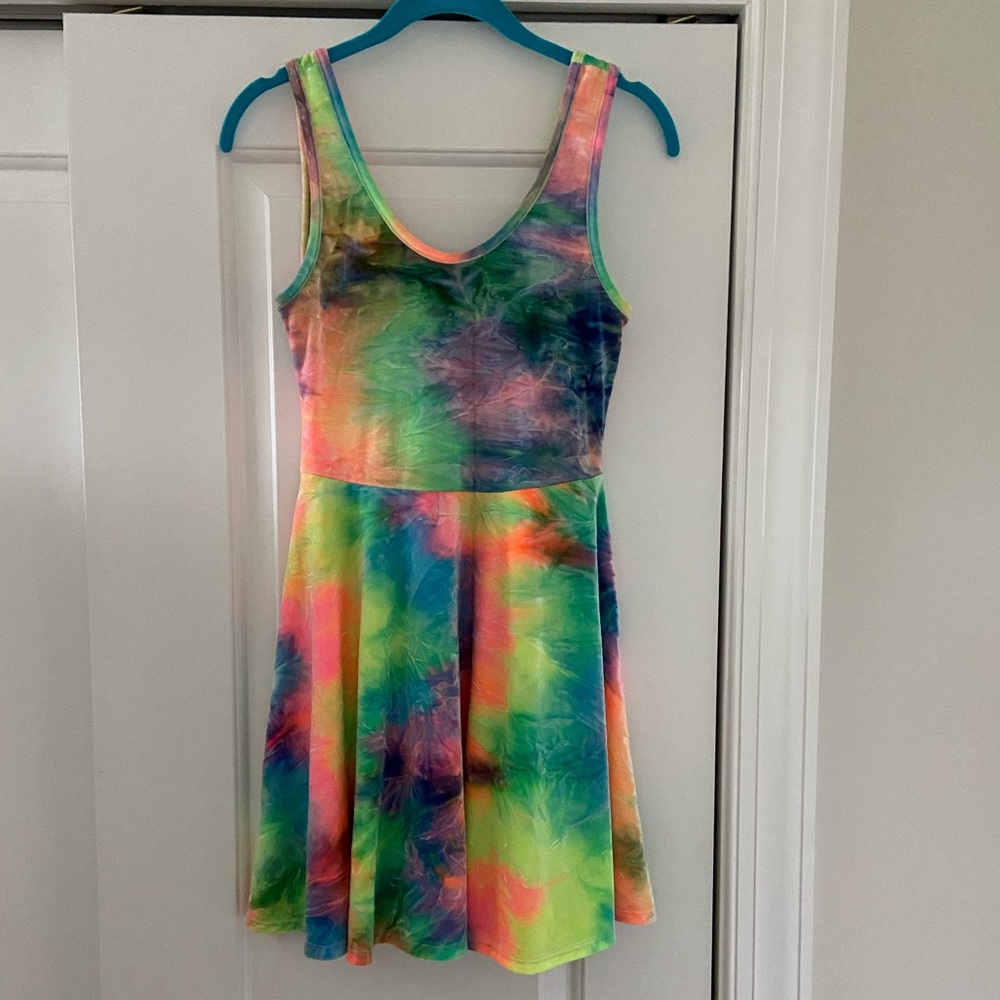 See You Monday rainbow velvet tie dye dress s new